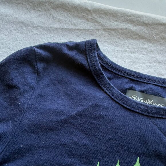 Eddie Bauer Kids Navy Tee & Floral Leggings Set S (7/8) Cotton Blend - Picture 4 of 10